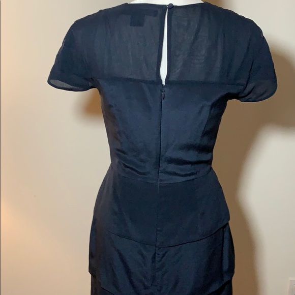 French Connection Navy Blue Tiered Silk Dress - Picture 4 of 7